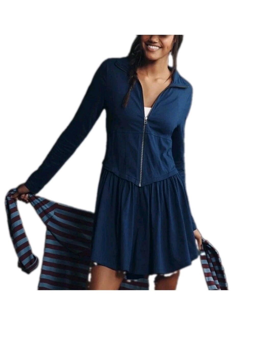 Daily Practice Anthro Taylor Long Sleeve Mini Dress Sz S Pleated Tennis Preppy